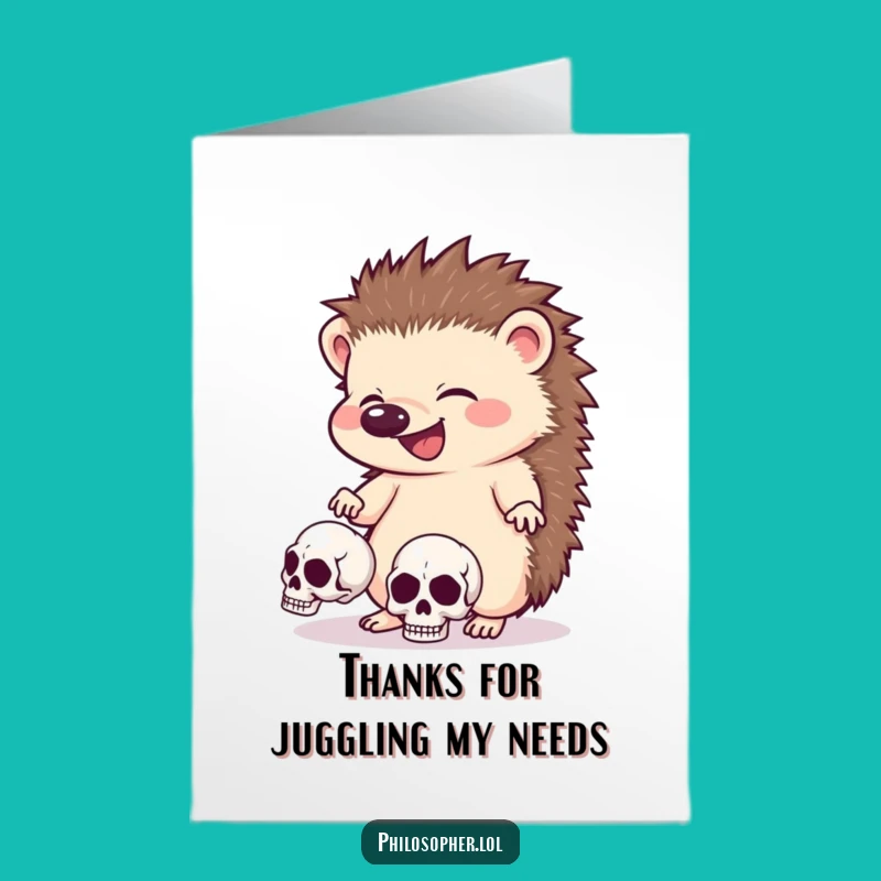 Free Printable Hedgehog Skull Thanks Card: Whimsical Downloadable Gift of Gratitude