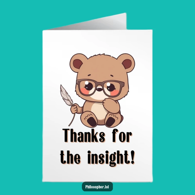 Free Printable Thank You Card: Bear Cub's Feathered Gratitude - Downloadable