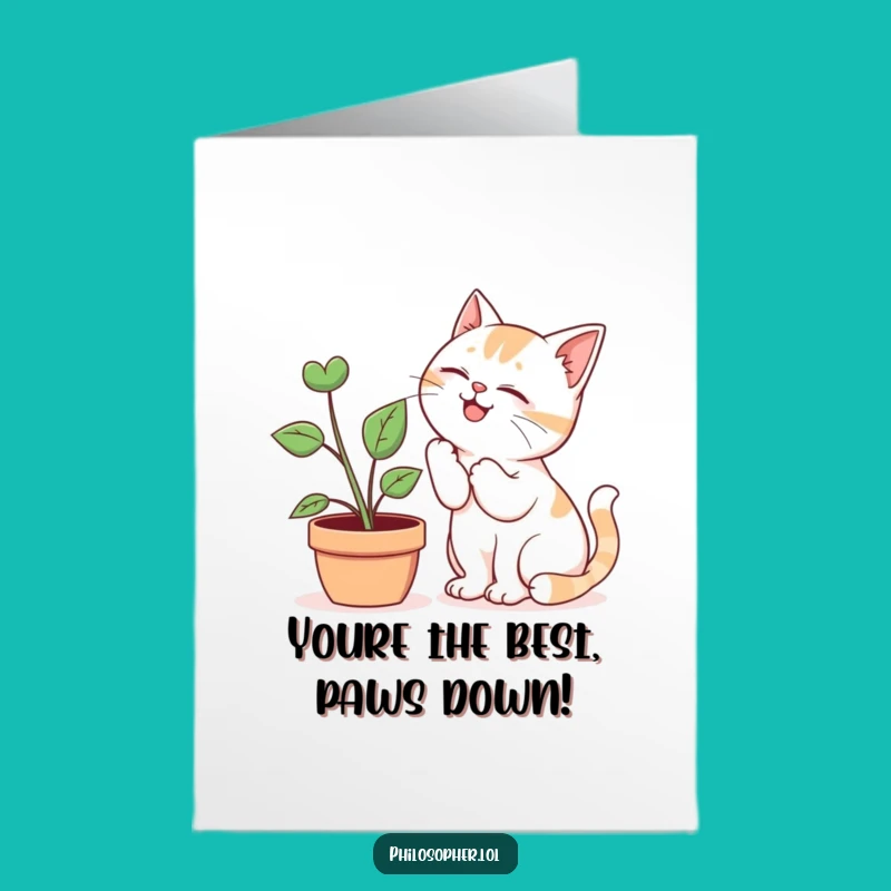 Free Printable Thank You Card: Cat's Plant Gratitude Funny Downloadable Gift
