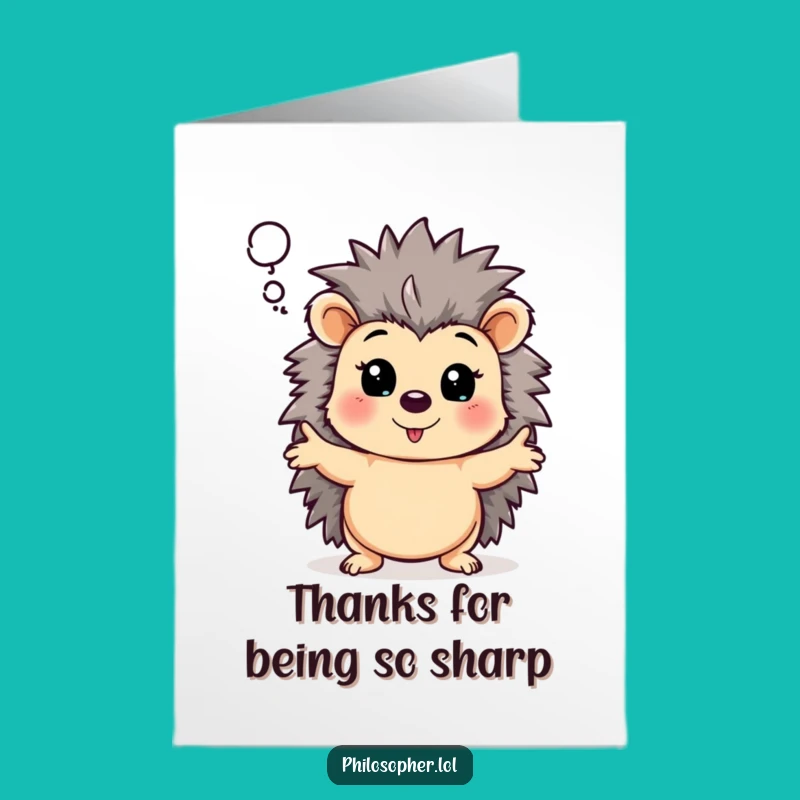 Free Printable Thank You Card: Hedgehog's Deep Gratitude, Downloadable Gift