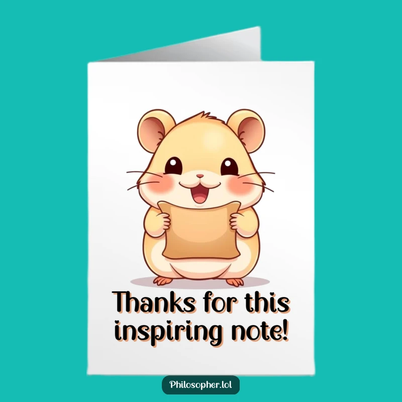 Free Printable Thank You Card: Inspired Hamster for a Grateful, Funny Downloadable Gesture