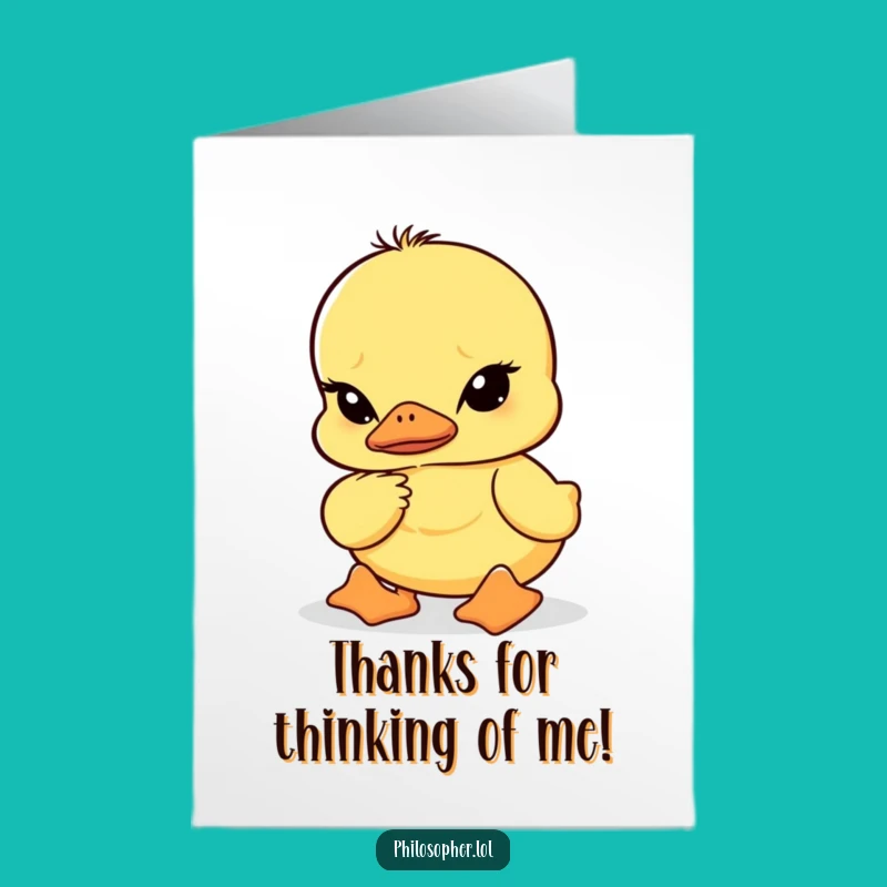 Free Printable Thank You Card: Pensive Duckling Deep Thought Funny Downloadable Gift