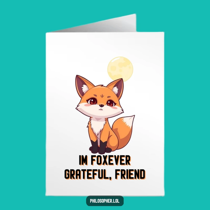 Funny Free Printable Thank You Card: Contemplative Fox, Thoughtful Gratitude Gift
