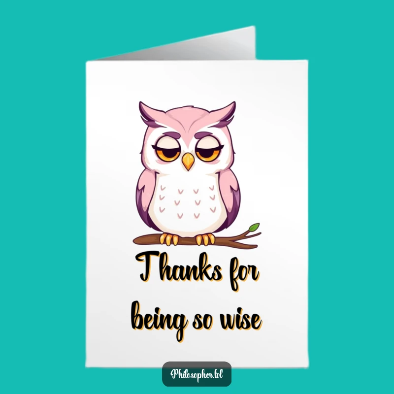 Free Printable Thank You Card: Contemplative Owl Funny Thinking Downloadable Gift