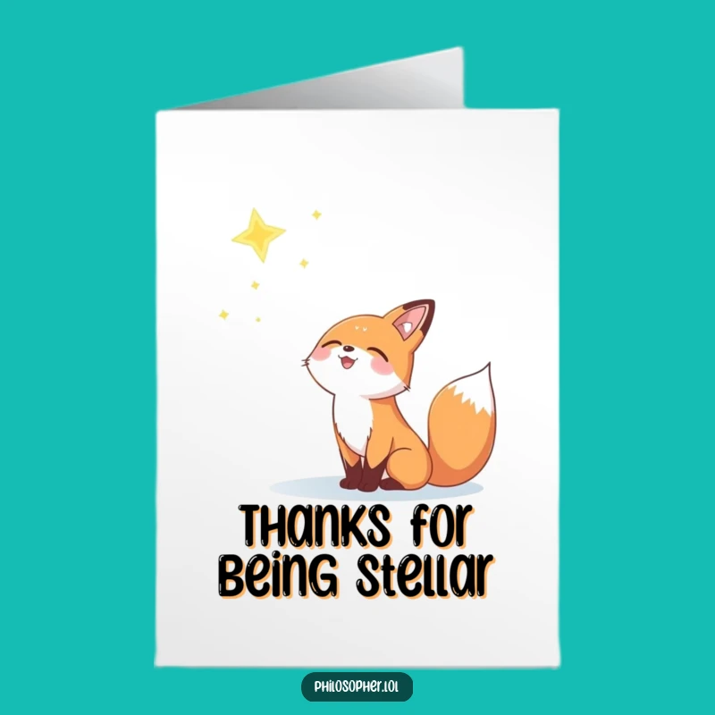 Free Printable Thank You Card: Joyful Fox Star Gazer Funny Downloadable Gift