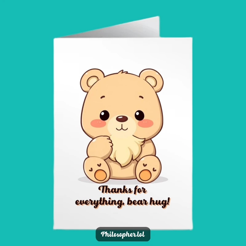 Free Printable Thank You Card: Thinking Bear Beard Gratitude! Downloadable Gift