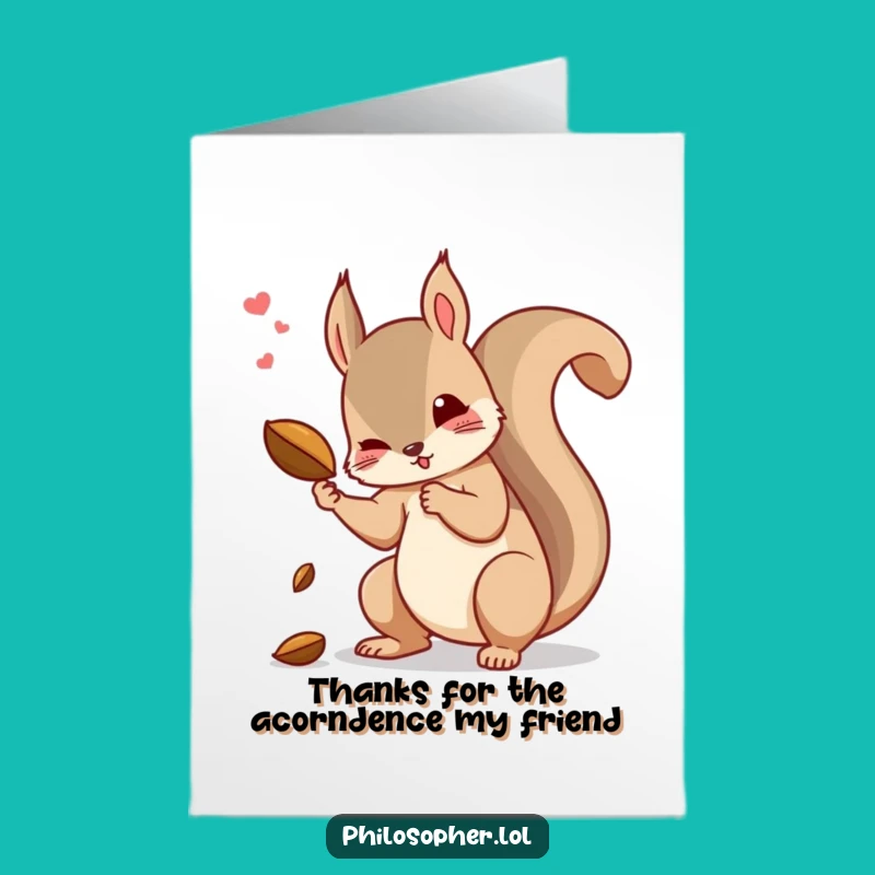 Free Printable Pensive Squirrel Thank You Card - Downloadable DIY Gift