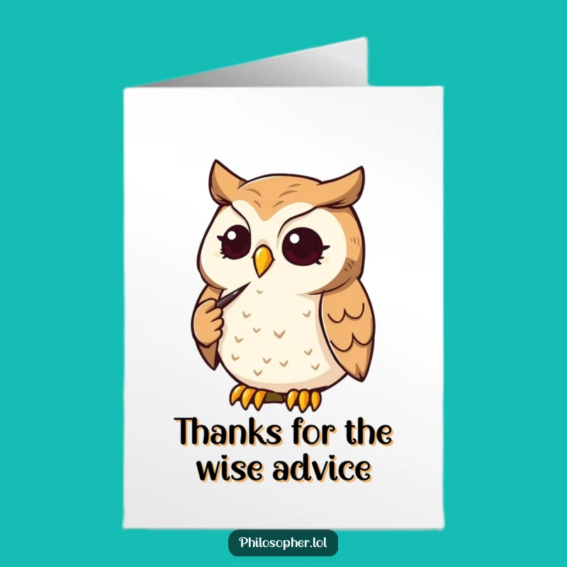 Free Printable Thank You Card: Wise Owl Reflecting, Humorous & Downloadable