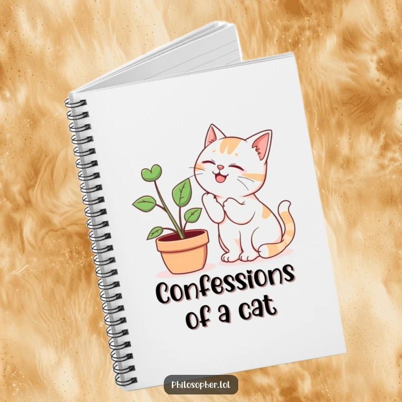 Funny Notebook: A journal with a giggling cat whispering to a potted plant, perfect for jotting down thoughts with whimsical humor.