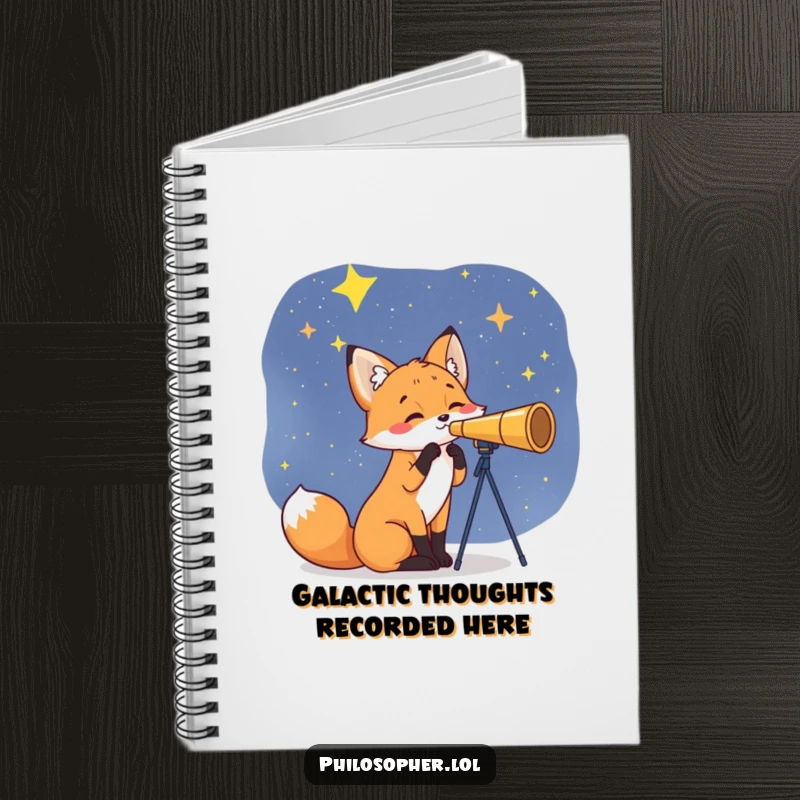 Funny Fox Notebook: A curious fox with a telescope looks at stars. This humorous notebook is ideal for jotting ideas, a funny gift.