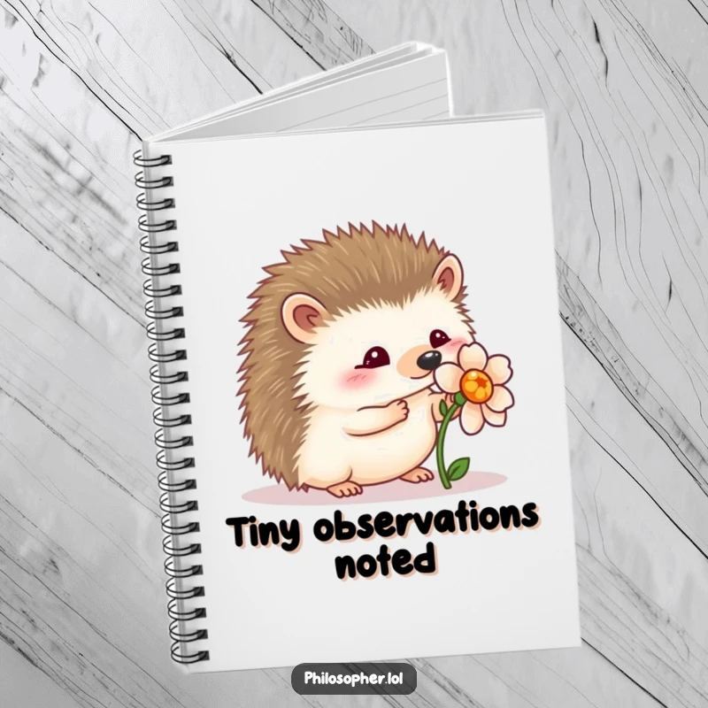 Funny wobbly hedgehog notebook: a journal with a hedgehog wobbling near a flower, inspiring gentle thoughts.