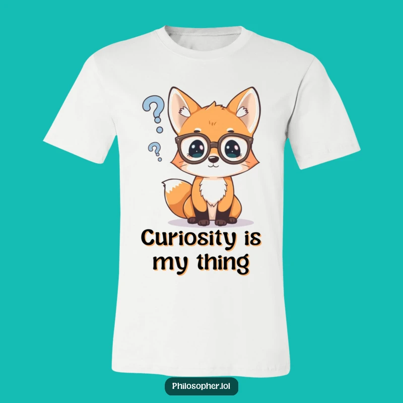 Funny Fox Cub T-Shirt: Spectacled Cub Pondering, Great Thinking Gift