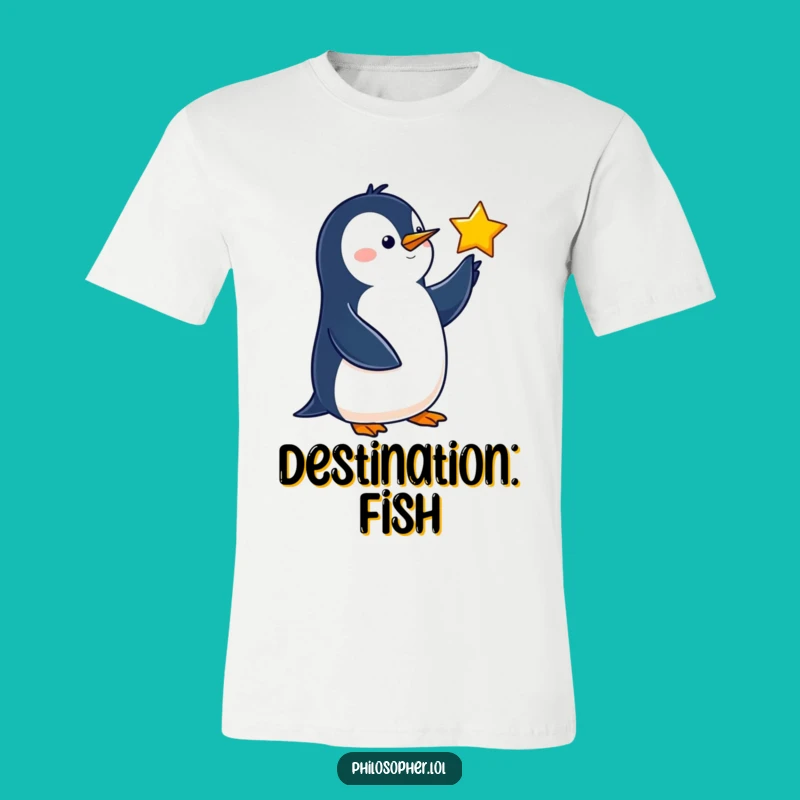 Funny Penguin T-Shirt: Point Towards Your Dreams with This Hilarious Star-Gazing Top