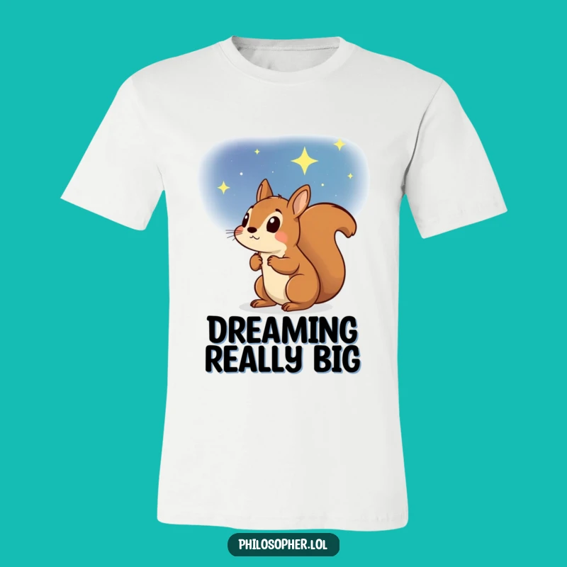 Funny Determined Squirrel T-Shirt: Starry Sky Dreamer Graphic Tee