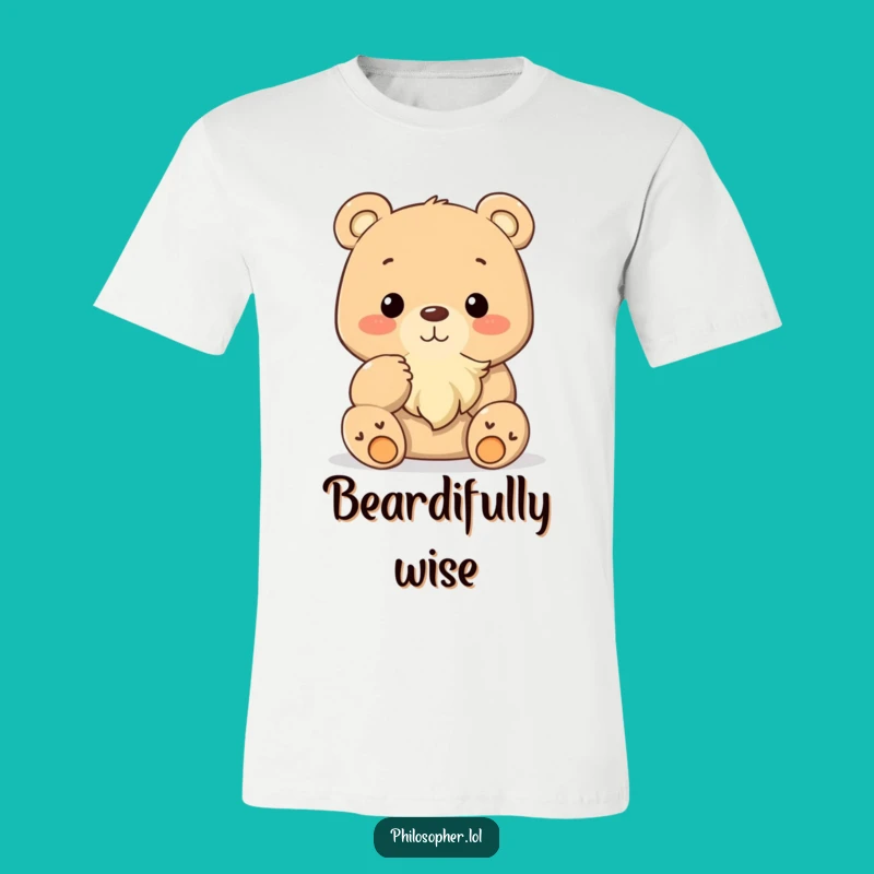 Funny Bear Stroking Beard T-Shirt: Dapper Style for Casual Fun