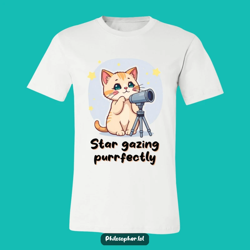 Funny Cat Telescope T-Shirt - Celestial & Hilarious Gift for Cat Lovers