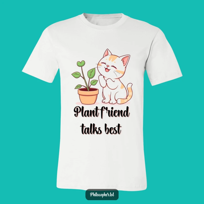 Funny Giggling Cat Plant Whisperer T-Shirt - Hilarious Gift for Green Thumbs!