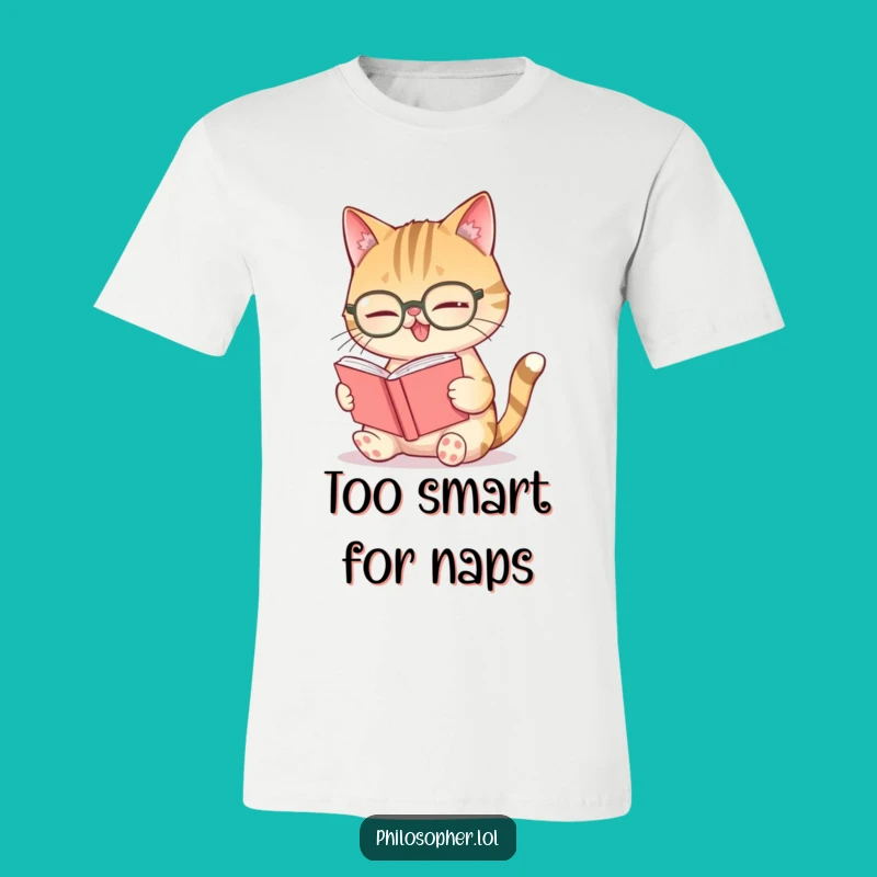 Funny Giggling Cat Spectacles T-Shirt: Intellectual Humor for Readers