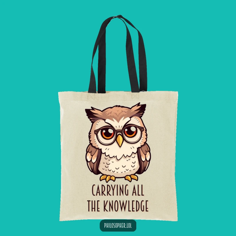 Funny Owl Spectacles Tote Bag: Carry Your Books with a Thoughtful Owl, Practical Funny Gift