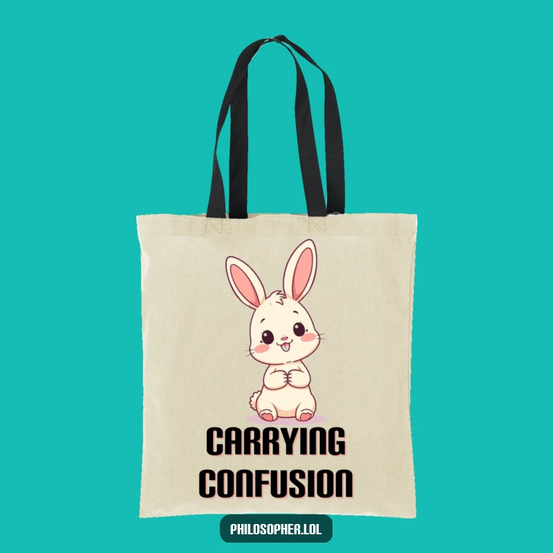 Funny Pondering Bunny Tote Bag: Curious Question Mark Carry-All