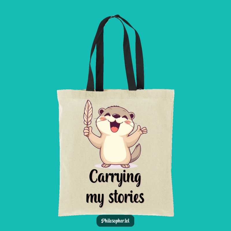 Funny Cheerful Otter Quill Tote Bag: Carry Your Creative Tools