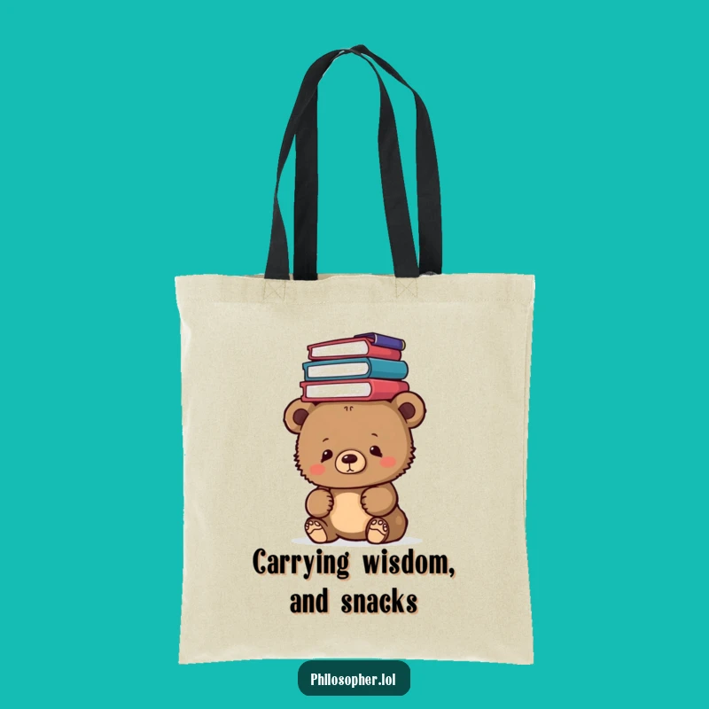 Funny Bear Cub Philosophy Tote Bag: Carry Your Books and Your Humor, Ideal Gift