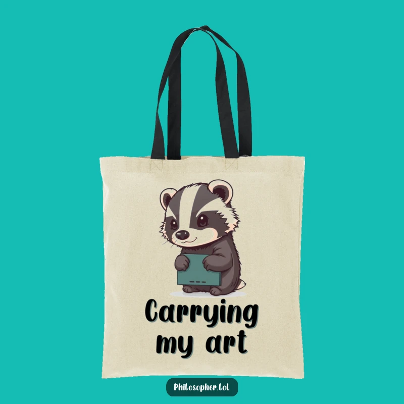 Funny Badger Tote Bag: Determined Artist Sketching, Carry Your Creativity