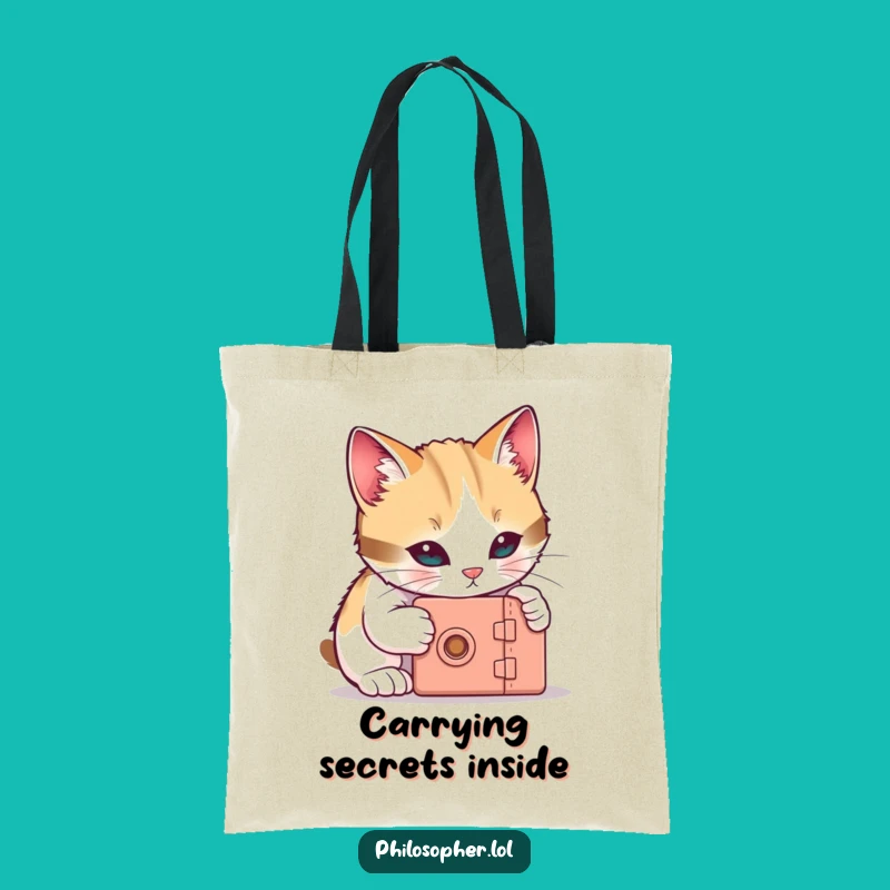 Funny Cat Tote Bag: Curious Unlocking, Tiny Treasures