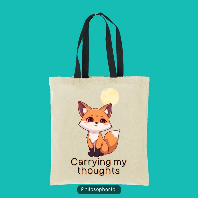 Funny Contemplating Fox Moon Tote Bag: Carry Your Thoughts with Style