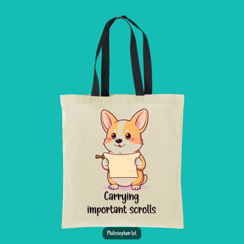 Funny Corgi Scroll Carrier Tote Bag: Carry It All with Humor