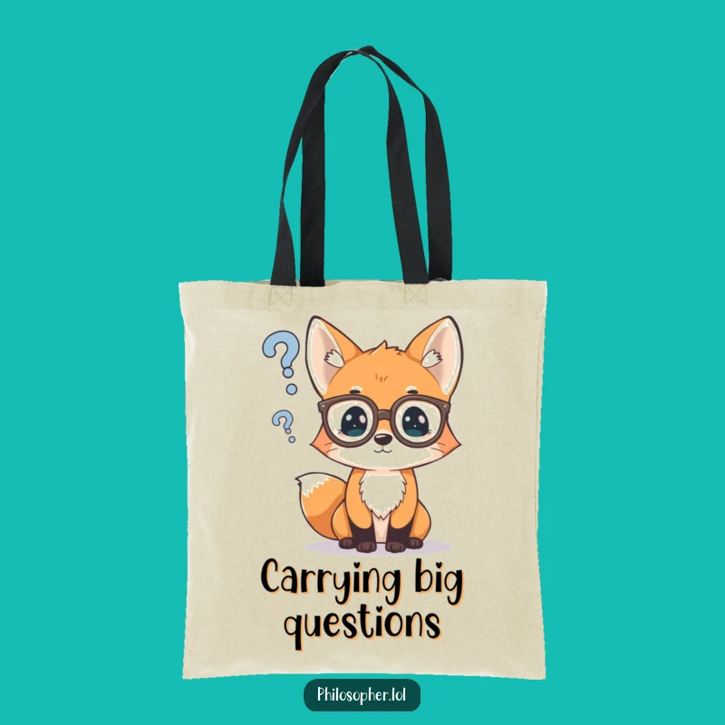 Funny Fox Cub Tote Bag: Spectacled Pondering, Practical Thinking Gift