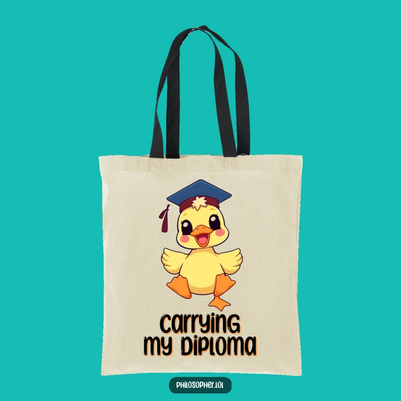 Funny Grad Duck Tote Bag - Humorous Gift for Bookworms