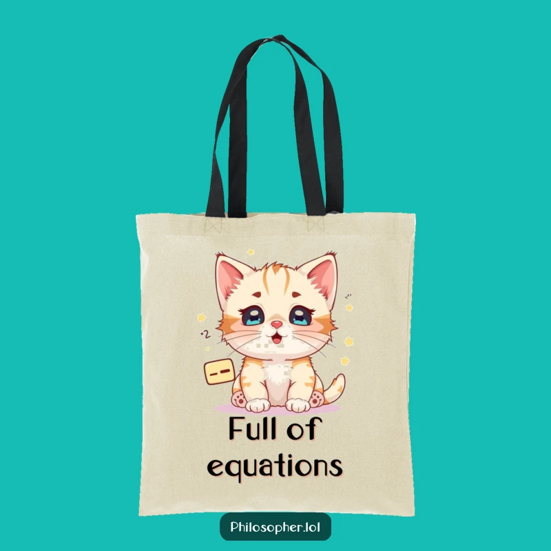 Funny Kitten Math Equation Tote Bag: Carry Your Ideas with Cosmic Charm