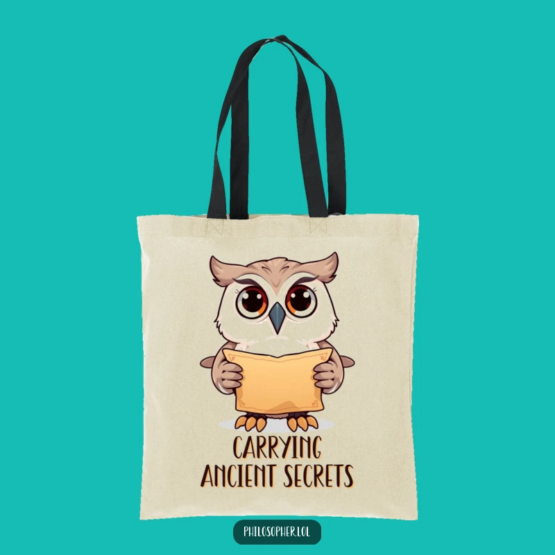 Funny Owl Ancient Scroll Tote Bag: Carry Wisdom and Secrets